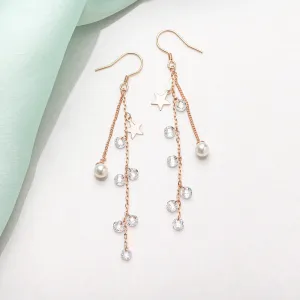 Star Pearl Drops 925 Sterling Silver Earrings