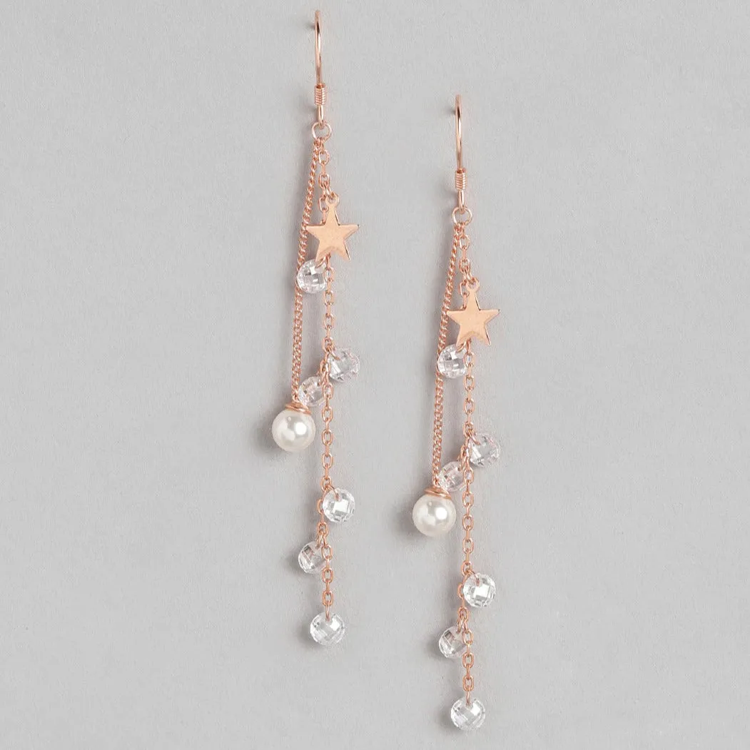 Star Pearl Drops 925 Sterling Silver Earrings
