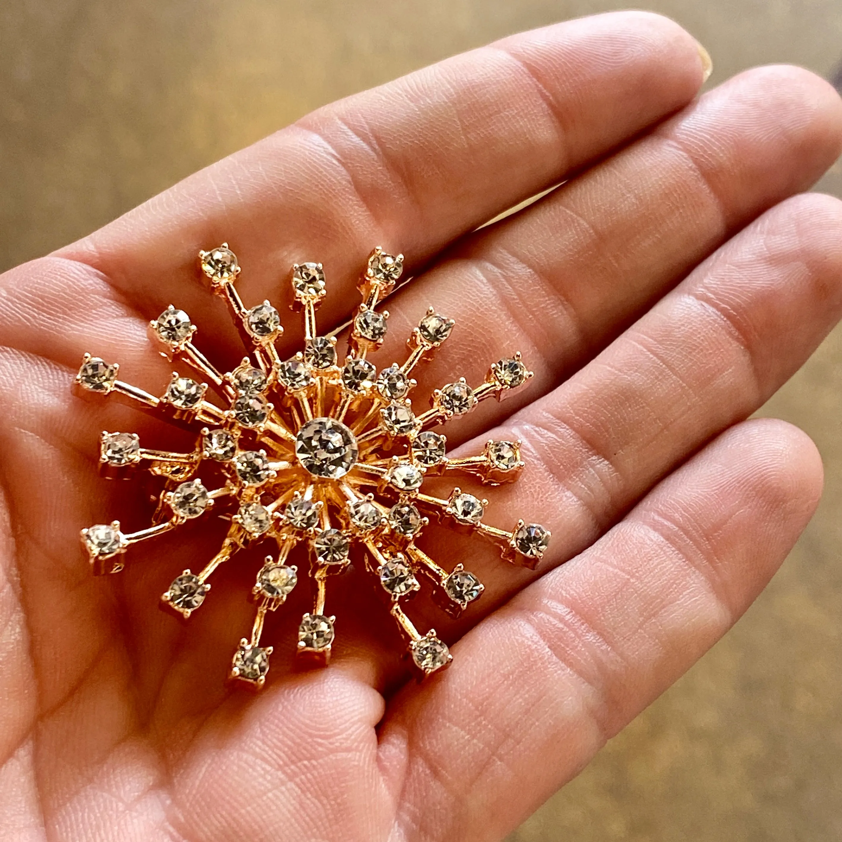 Starburst Special Occasion Brooch in Rose Gold and Cubic Zirconia