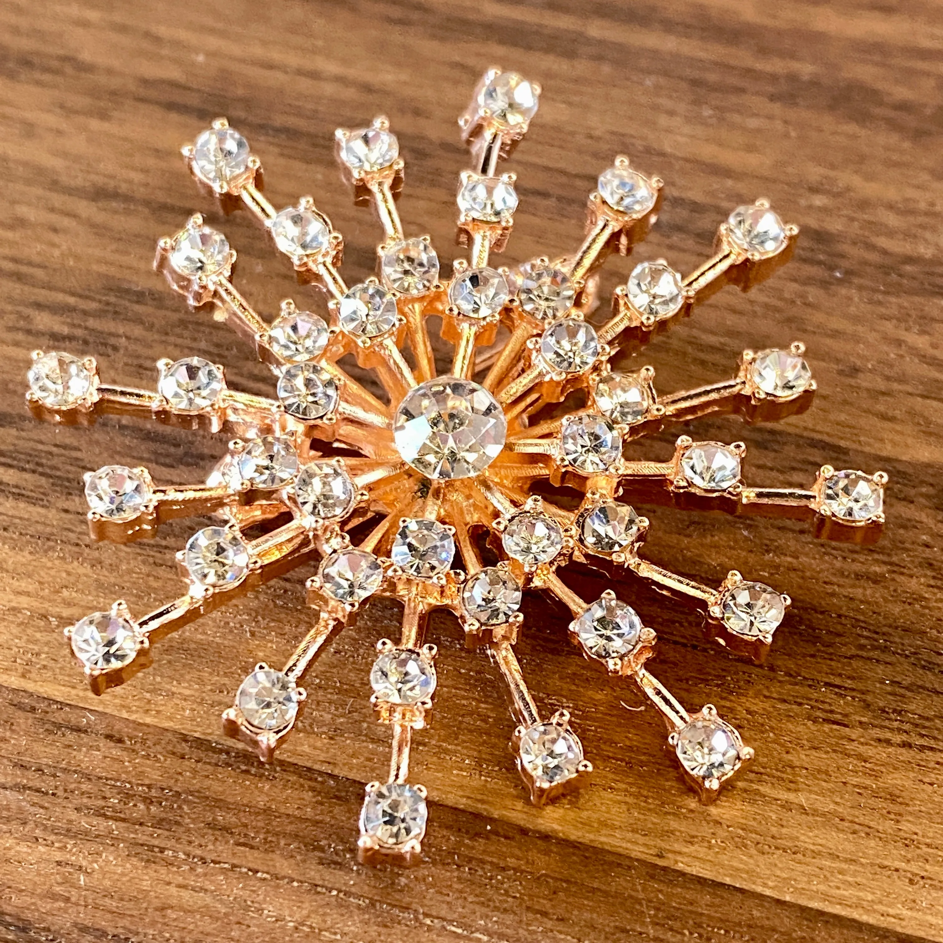 Starburst Special Occasion Brooch in Rose Gold and Cubic Zirconia