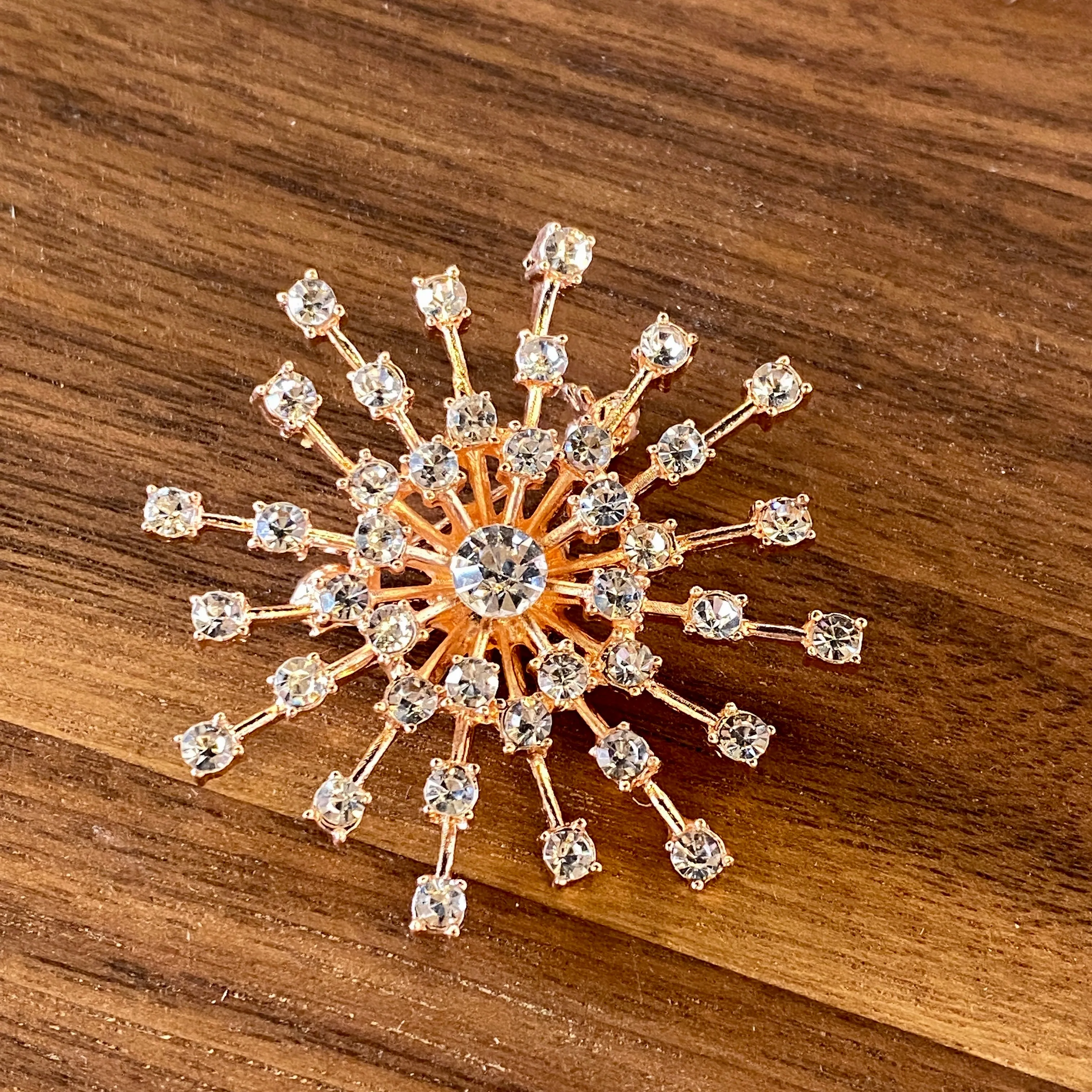 Starburst Special Occasion Brooch in Rose Gold and Cubic Zirconia
