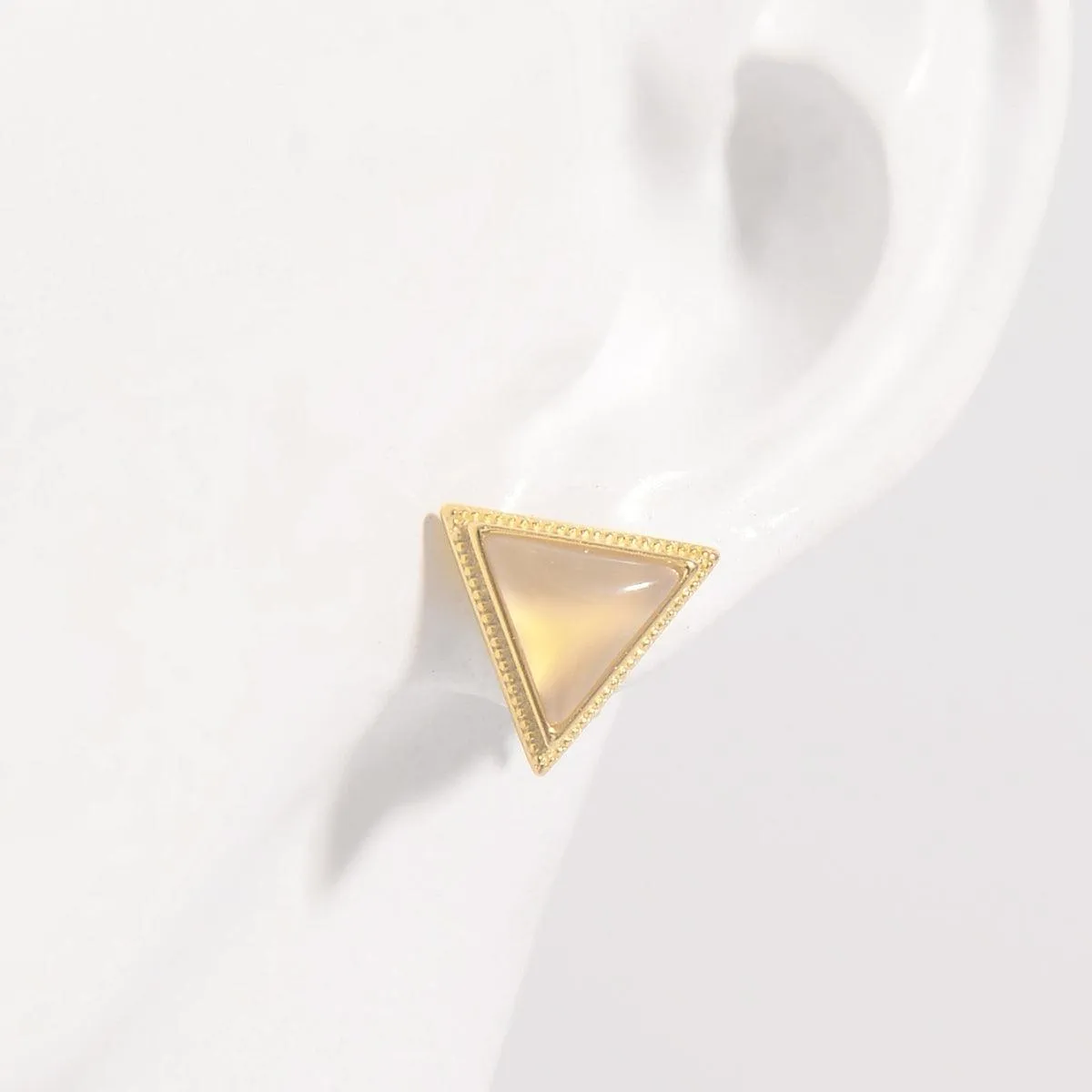 Stud Earrings 925 Sterling Silver Zircon Triangle 18K gold-plated