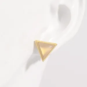 Stud Earrings 925 Sterling Silver Zircon Triangle 18K gold-plated
