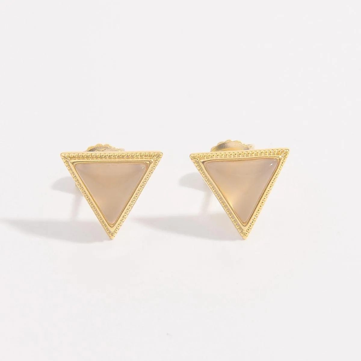 Stud Earrings 925 Sterling Silver Zircon Triangle 18K gold-plated