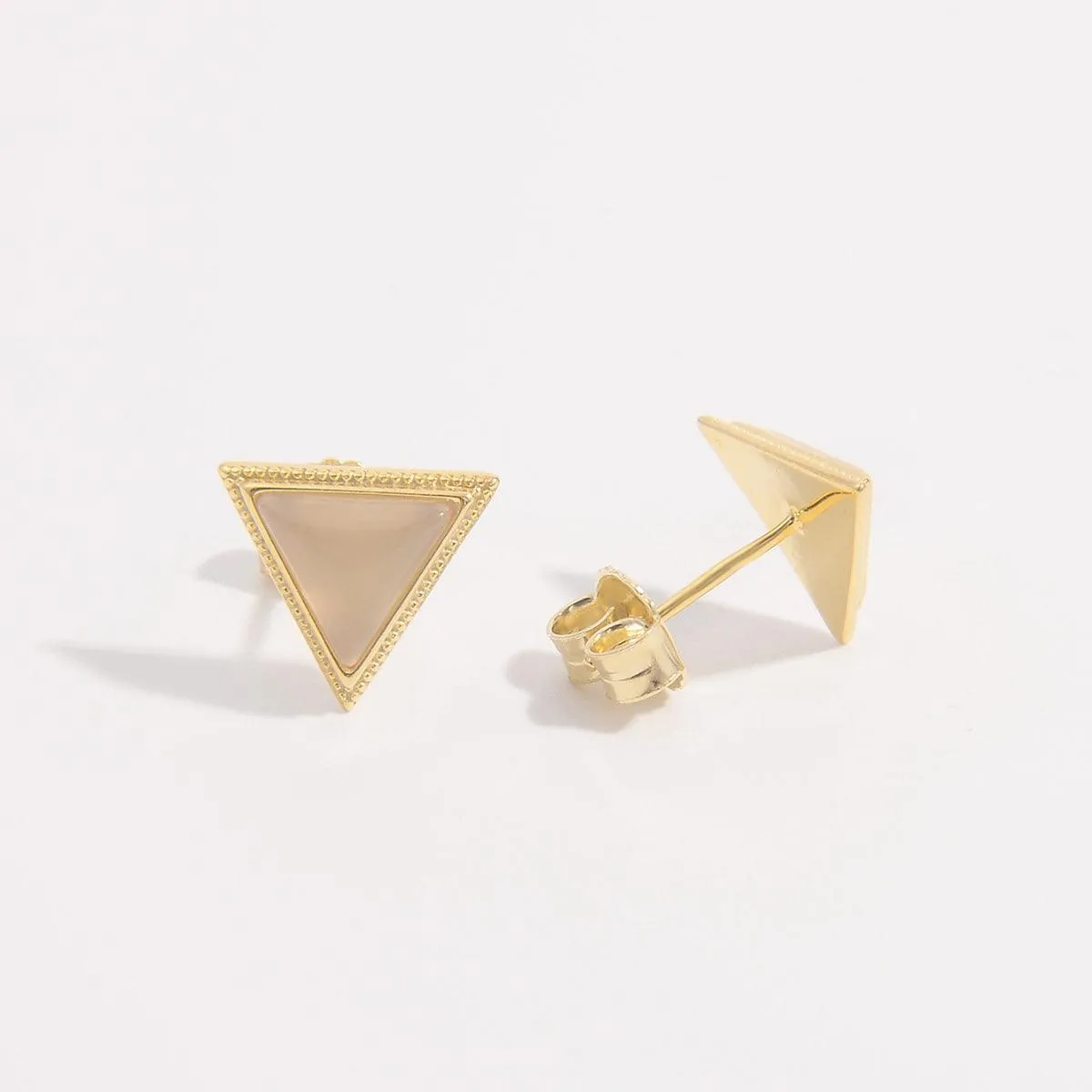 Stud Earrings 925 Sterling Silver Zircon Triangle 18K gold-plated