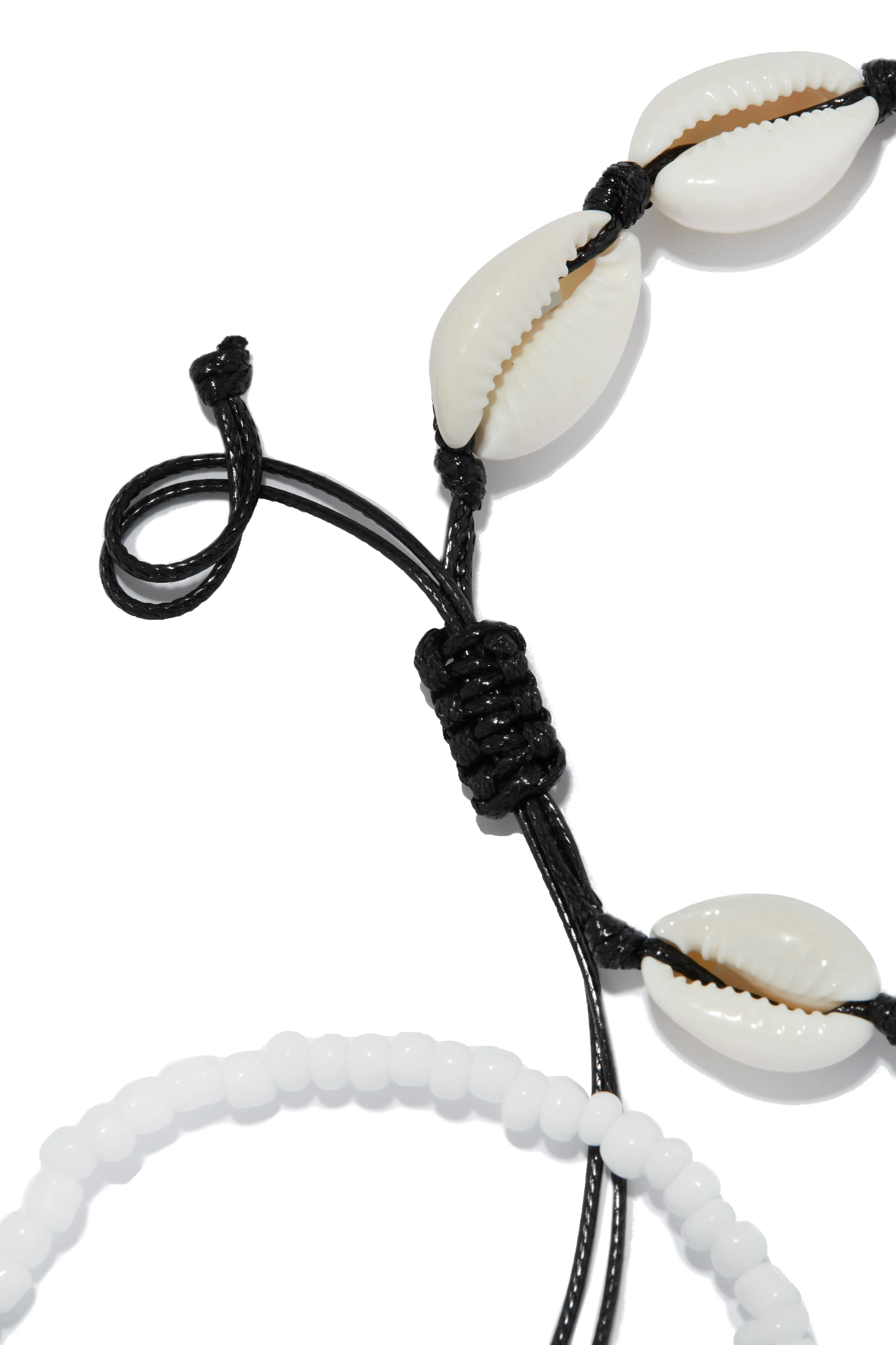 Surf Side Puka Shell Anklet Set - Black