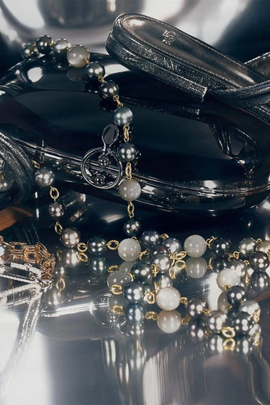 Tahitian Pearl and Grey Moonstone Necklace