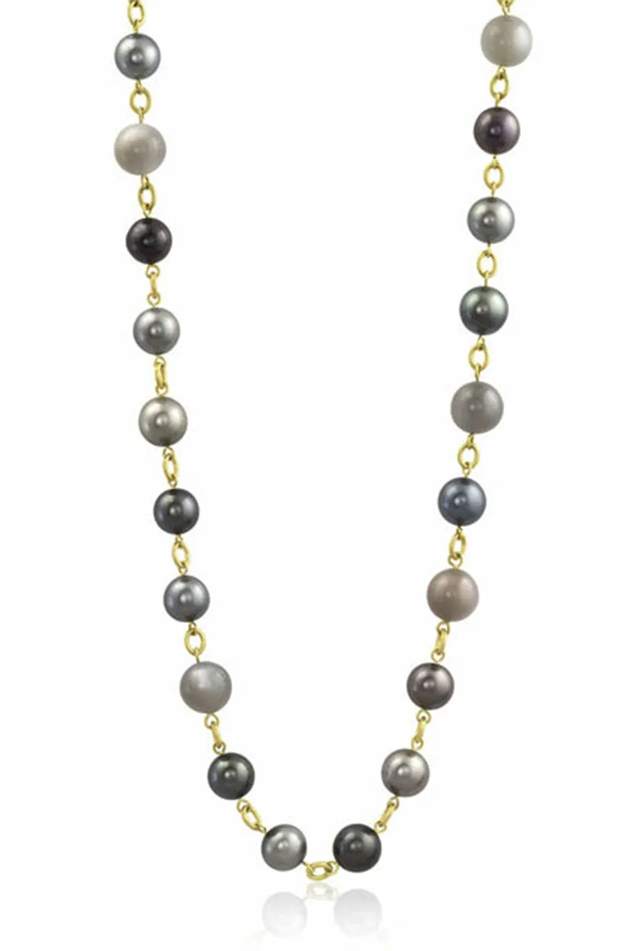 Tahitian Pearl and Grey Moonstone Necklace