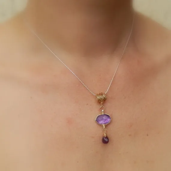 Twisted Amethyst necklace in Sterling Silver