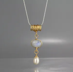 Twisted Moonstone Necklace in Sterling Silver