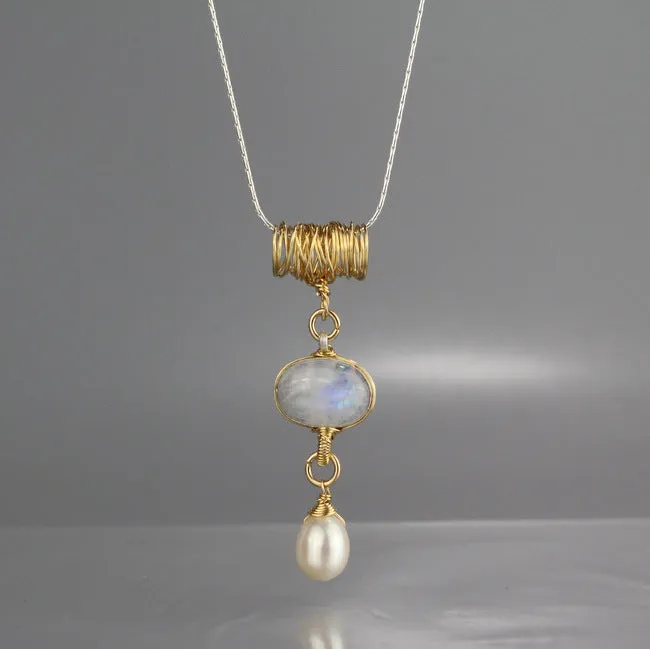 Twisted Moonstone Necklace in Sterling Silver
