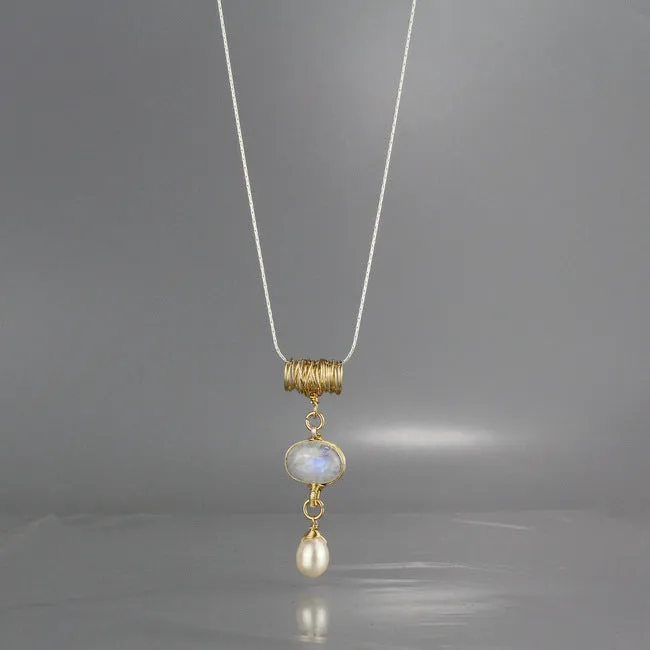 Twisted Moonstone Necklace in Sterling Silver