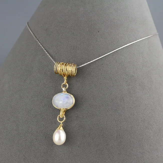 Twisted Moonstone Necklace in Sterling Silver