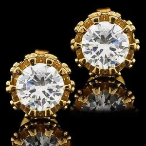 US 14KT High Quality gold-plated white zircon Fashion German Silver stud earring