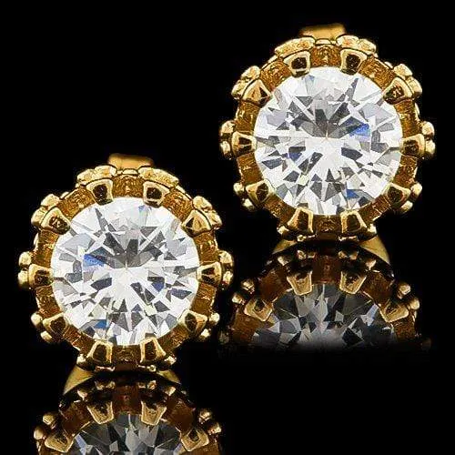 US 14KT High Quality gold-plated white zircon Fashion German Silver stud earring
