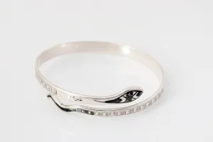 Vintage Art Deco Iraqi Silver and Niello Snake Bracelet