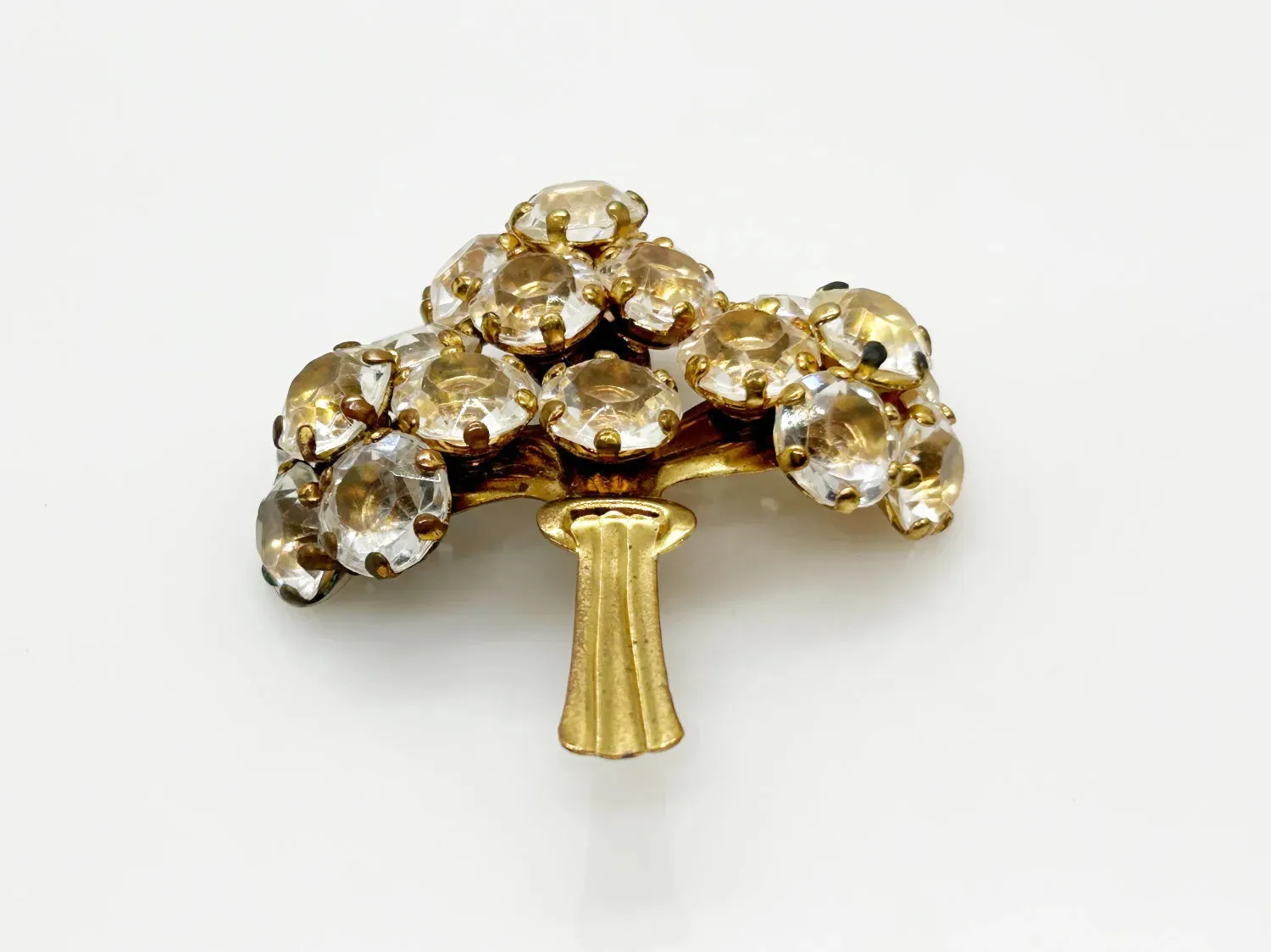 Vintage Bouquet Brooch with Sparkling Clear Stones
