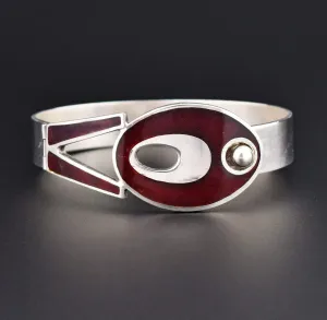 Vintage Heavy Italian Enamel Silver Buckle Bracelet