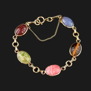 Vintage Multi Stone Scarab Beetle Bug Bracelet