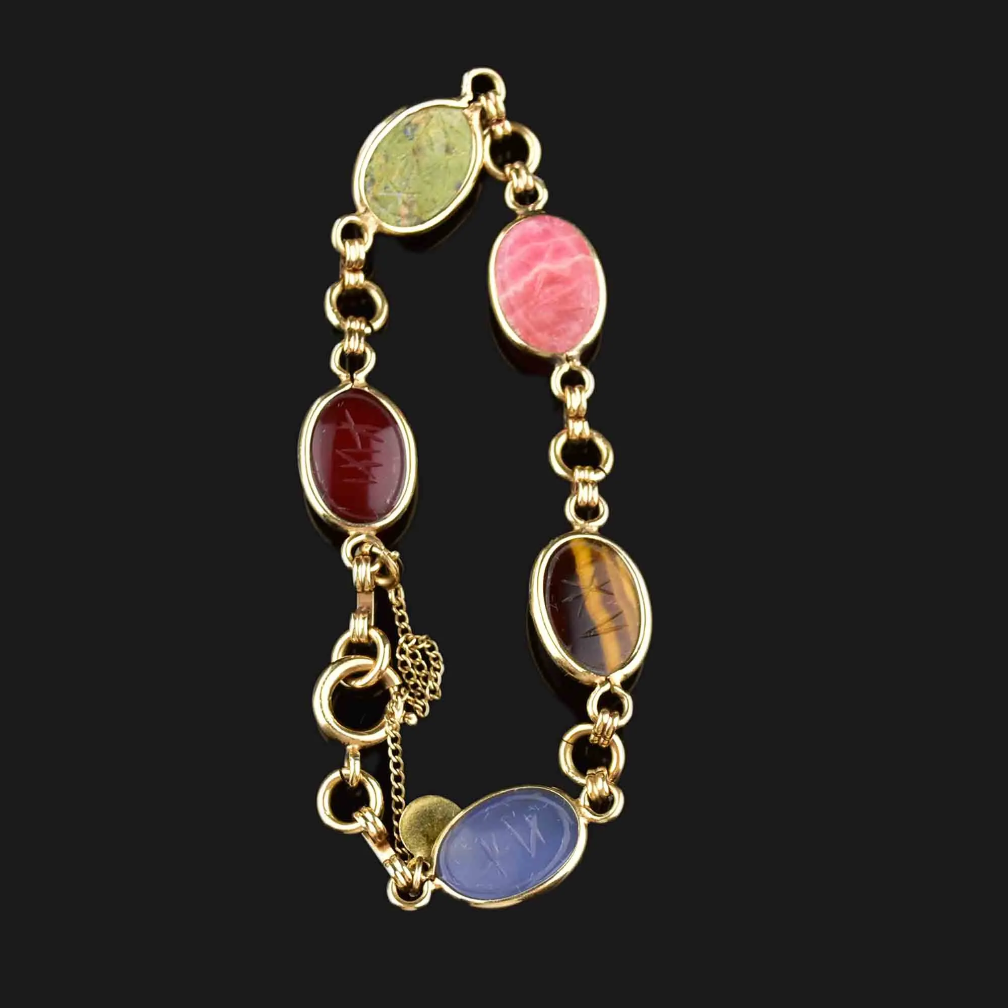 Vintage Multi Stone Scarab Beetle Bug Bracelet