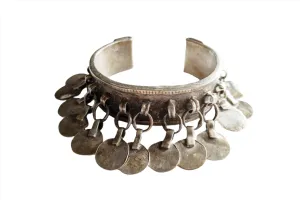 Vintage Silver Zar Egyptian Bracelet with Disc Dangles