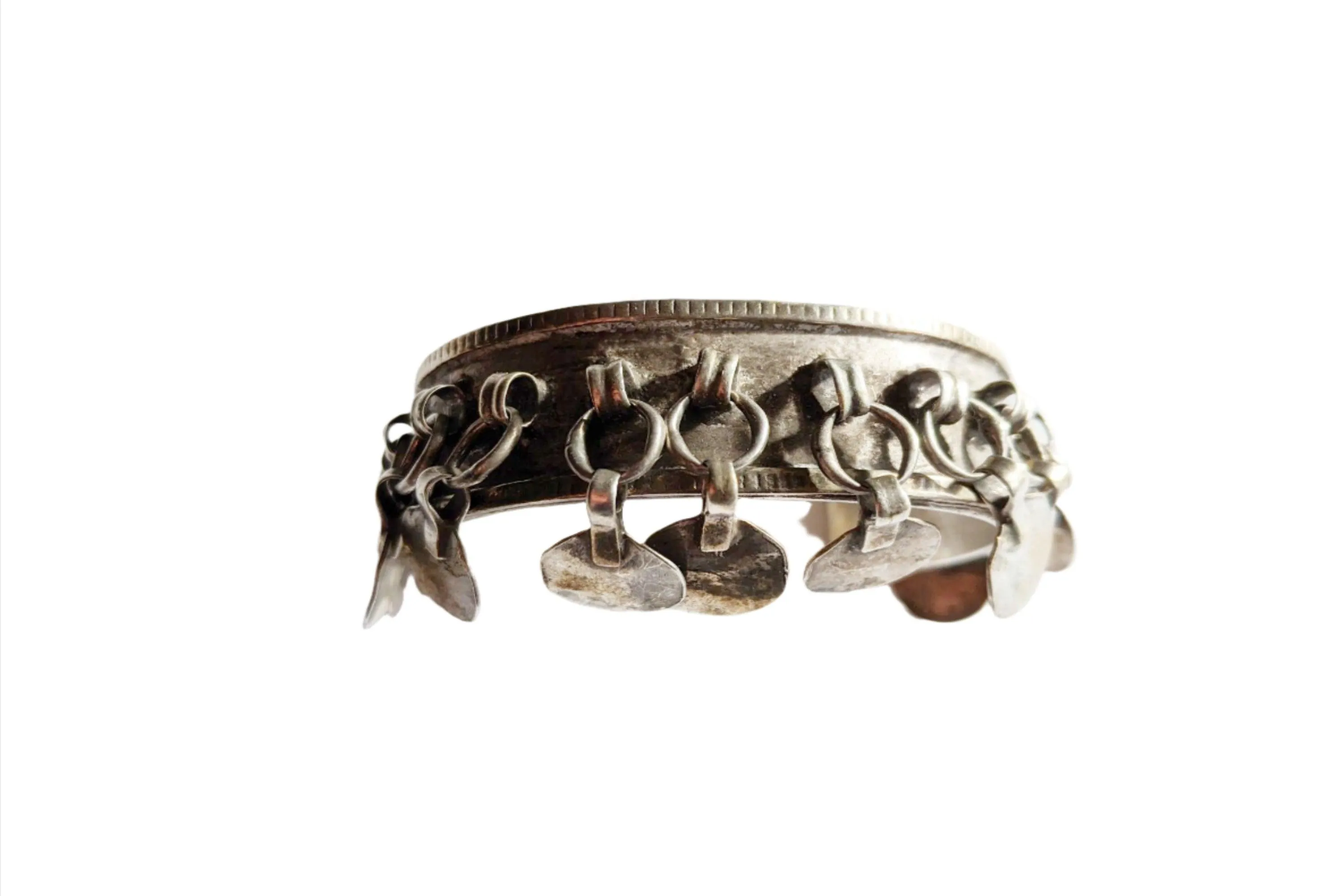 Vintage Silver Zar Egyptian Bracelet with Disc Dangles
