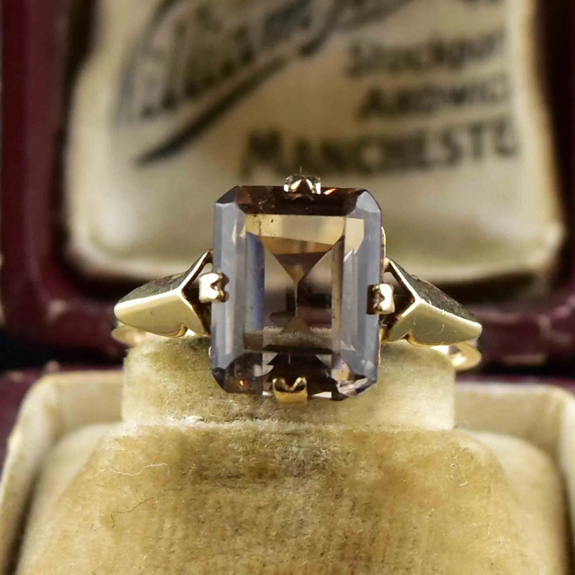 Vintage Smoky Quartz Gold Cocktail Ring