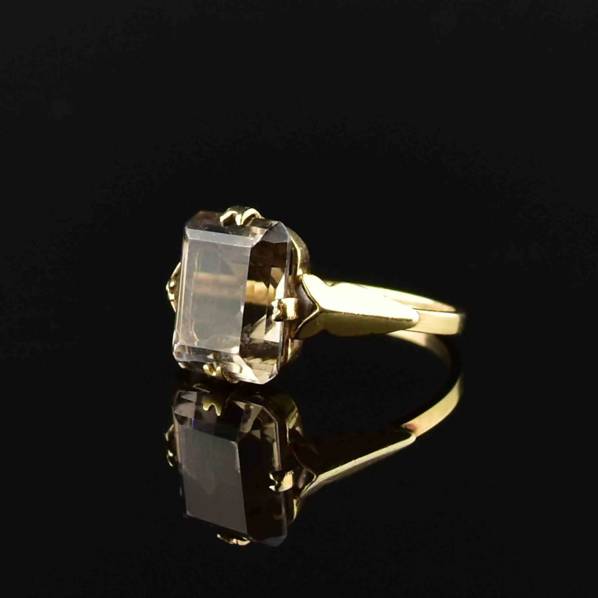 Vintage Smoky Quartz Gold Cocktail Ring