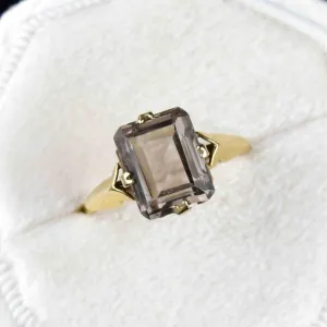 Vintage Smoky Quartz Gold Cocktail Ring