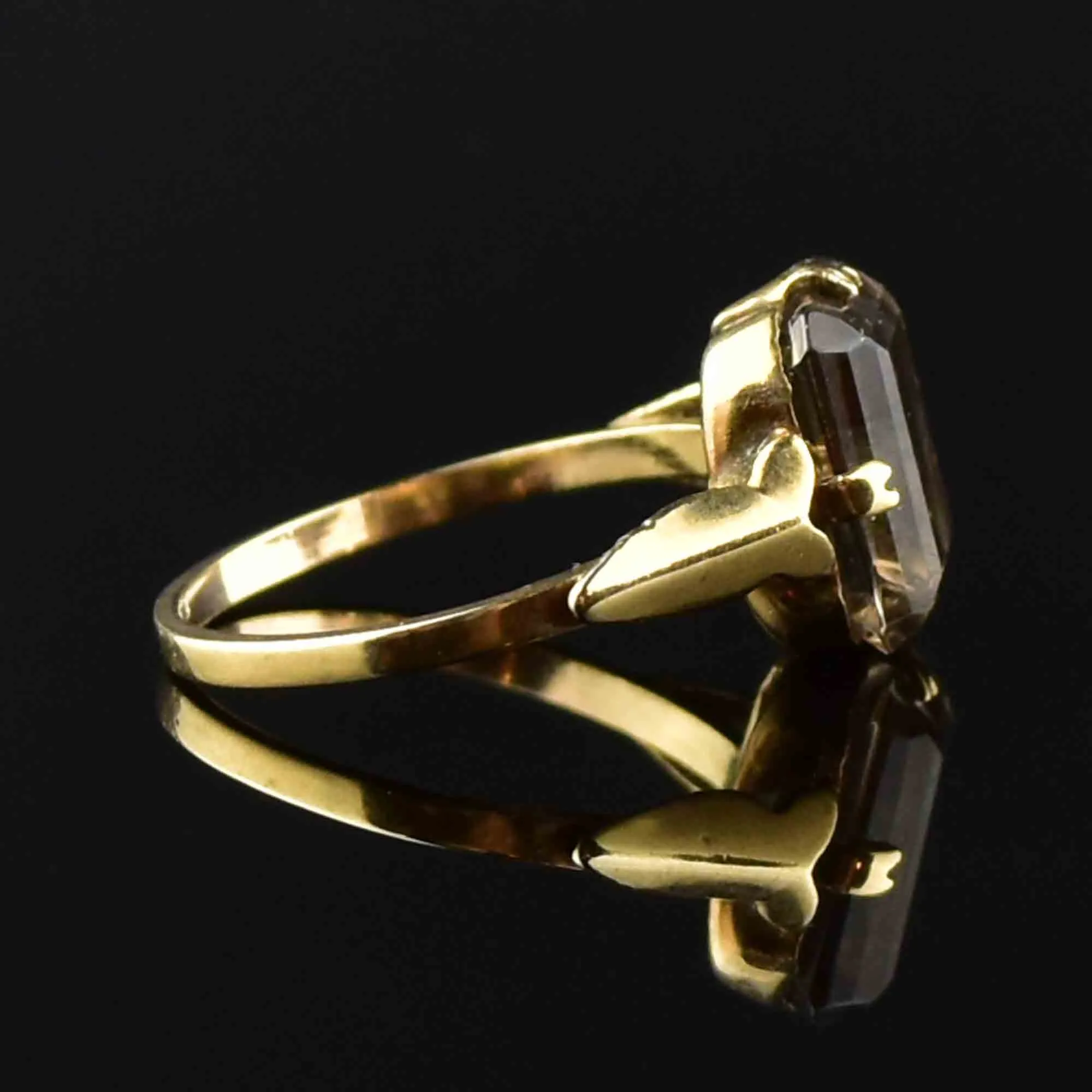 Vintage Smoky Quartz Gold Cocktail Ring
