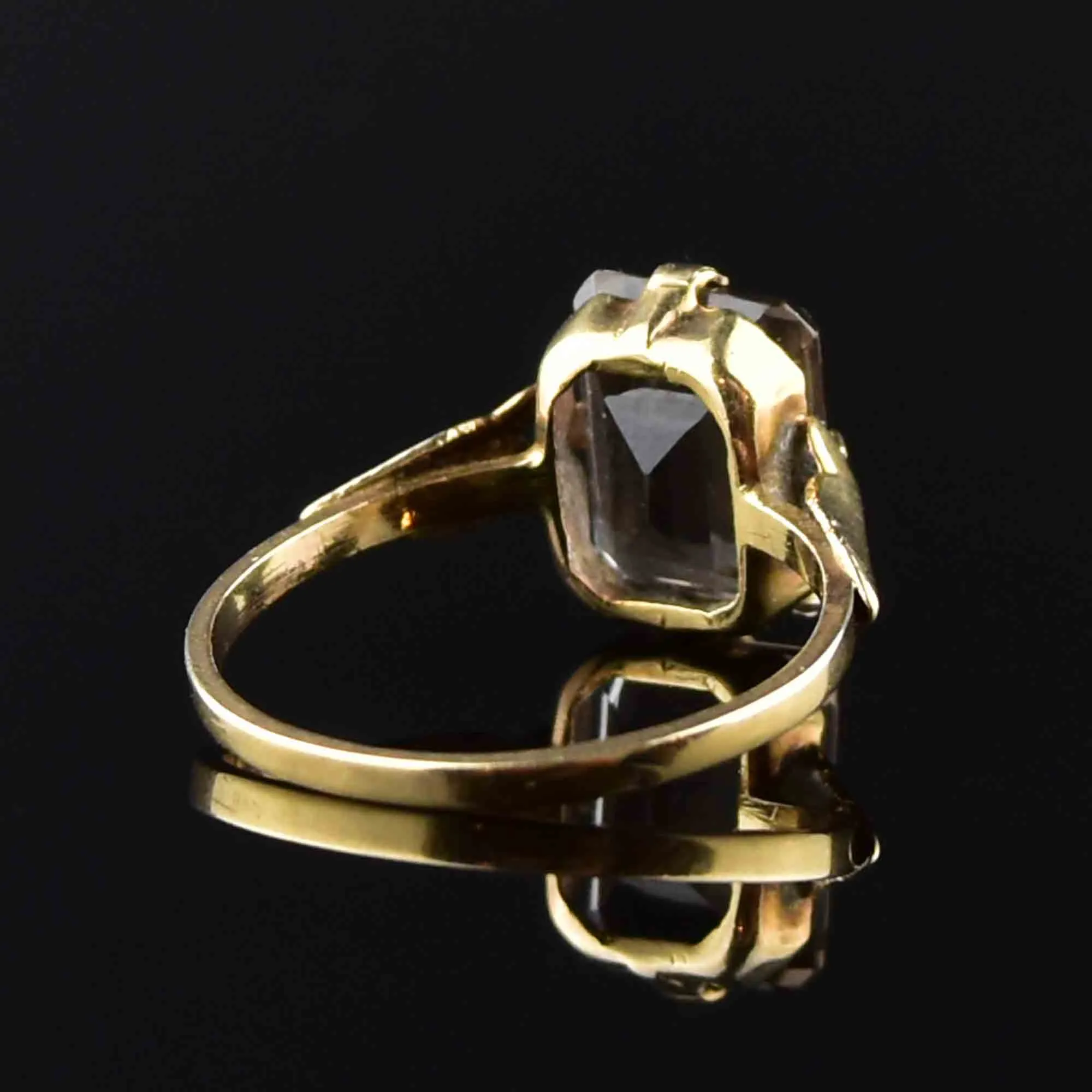 Vintage Smoky Quartz Gold Cocktail Ring