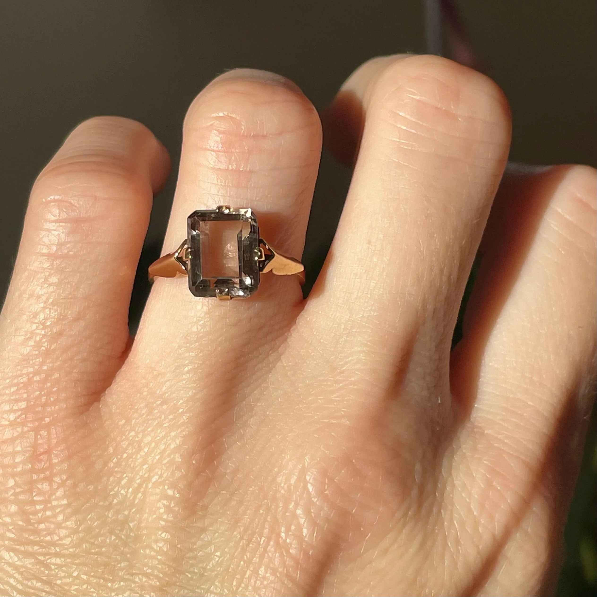 Vintage Smoky Quartz Gold Cocktail Ring