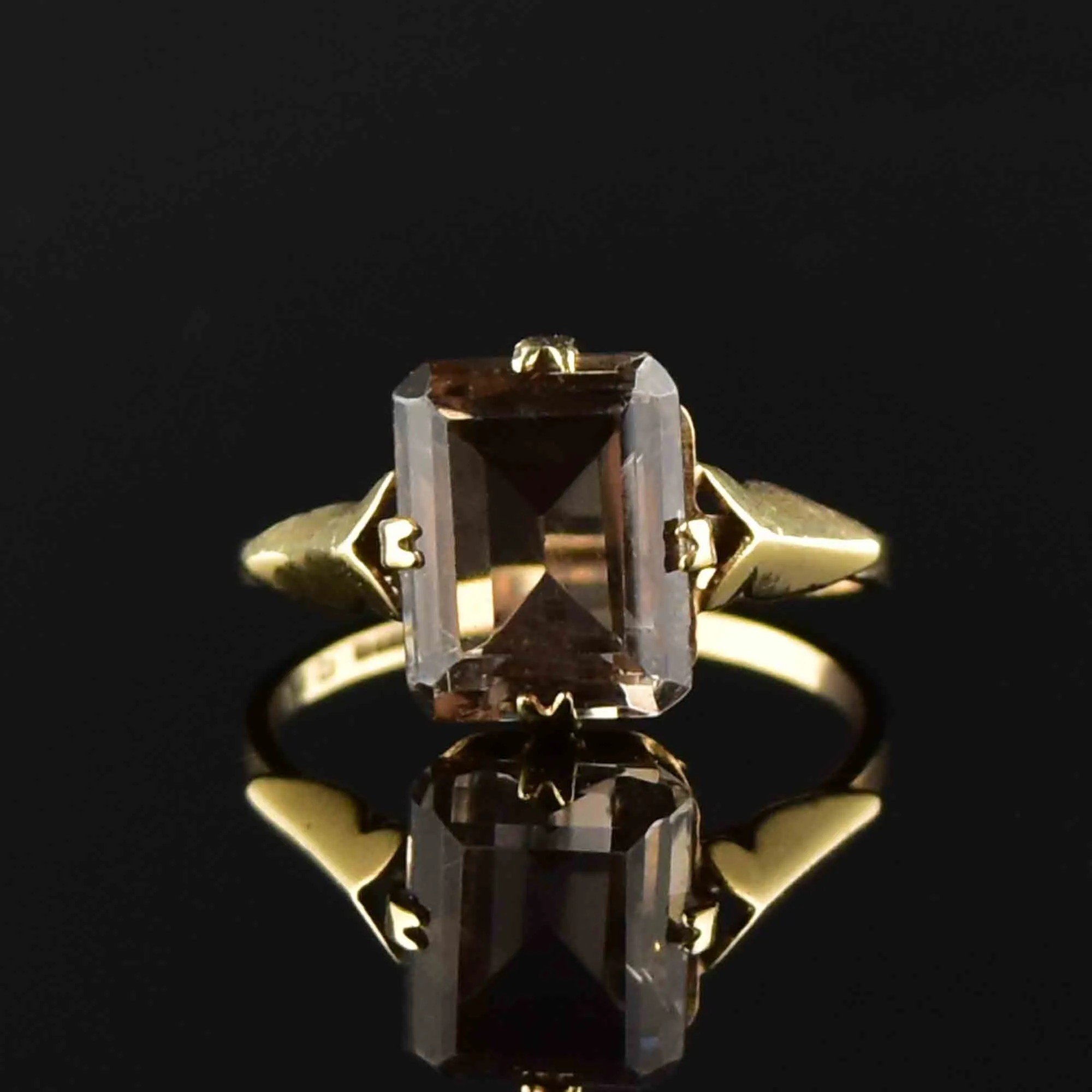 Vintage Smoky Quartz Gold Cocktail Ring