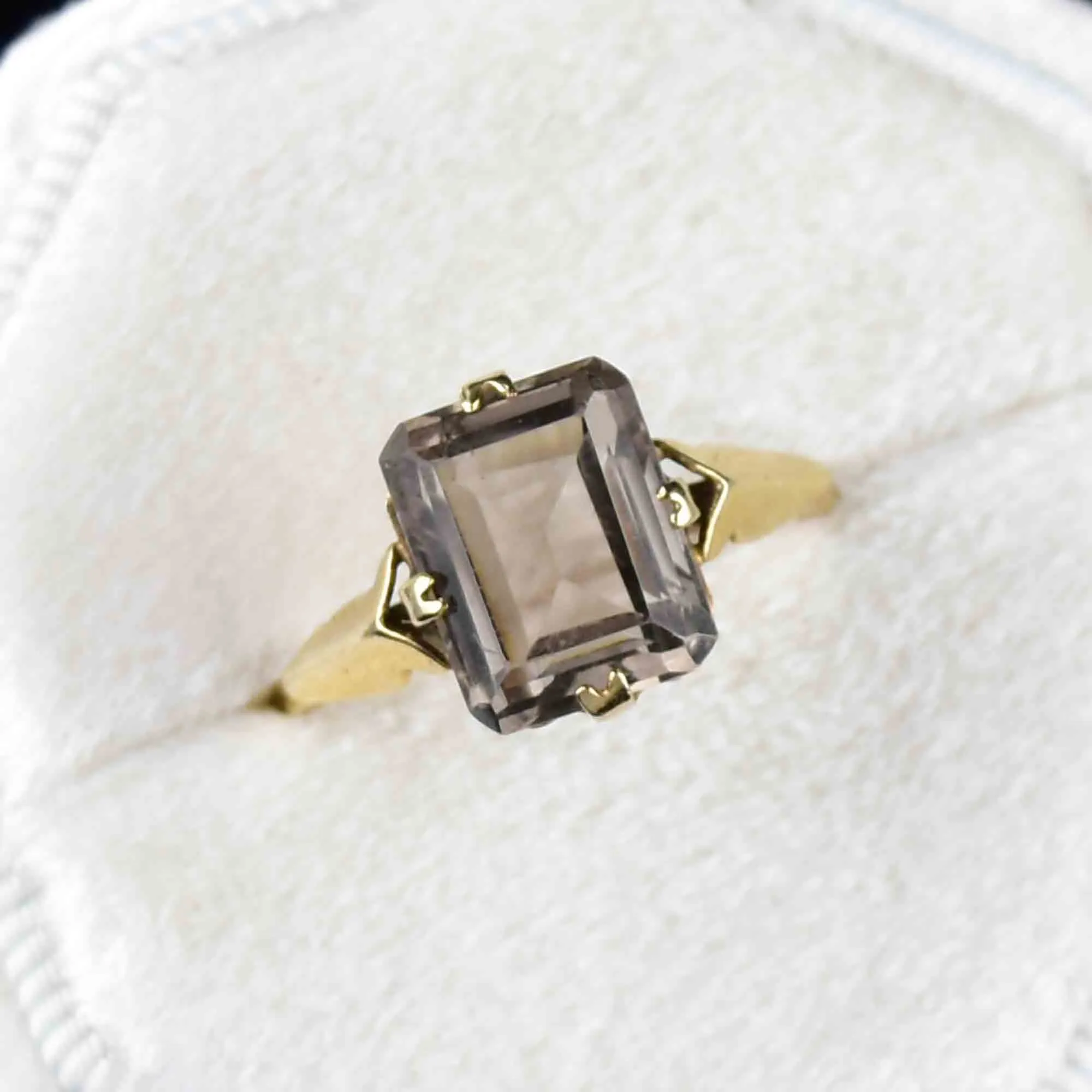 Vintage Smoky Quartz Gold Cocktail Ring