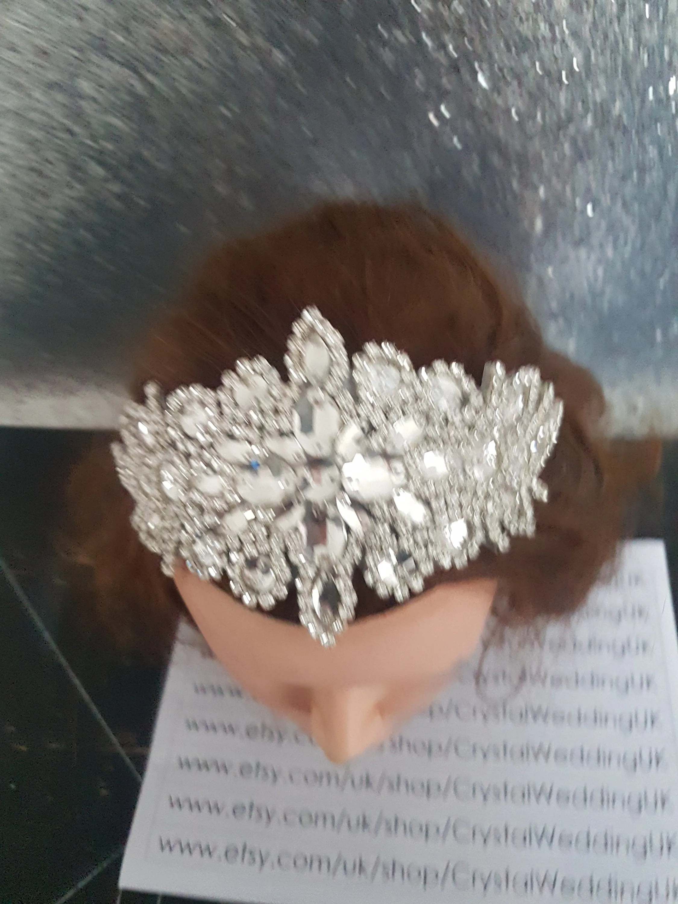 Vintage style Bridal Flapper headpiece fascinator ,1920's rhinestone Headpiece, The Great Gatsby rhinestone brooch, hair tie