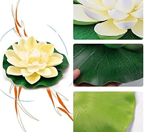 VRB Dec™ Artificial Big Foam Lotus Flower Fake Foam Water Floating Flowers for Pooja Thali Festival and Events Outdoor Indoor Home Decoration and Craft (Multi-Pack of 12 Pcs)