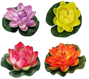 VRB Dec™ Artificial Big Foam Lotus Flower Fake Foam Water Floating Flowers for Pooja Thali Festival and Events Outdoor Indoor Home Decoration and Craft (Multi-Pack of 12 Pcs)