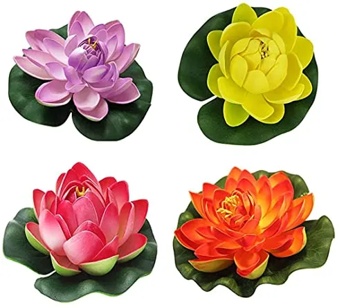 VRB Dec™ Artificial Big Foam Lotus Flower Fake Foam Water Floating Flowers for Pooja Thali Festival and Events Outdoor Indoor Home Decoration and Craft (Multi-Pack of 12 Pcs)