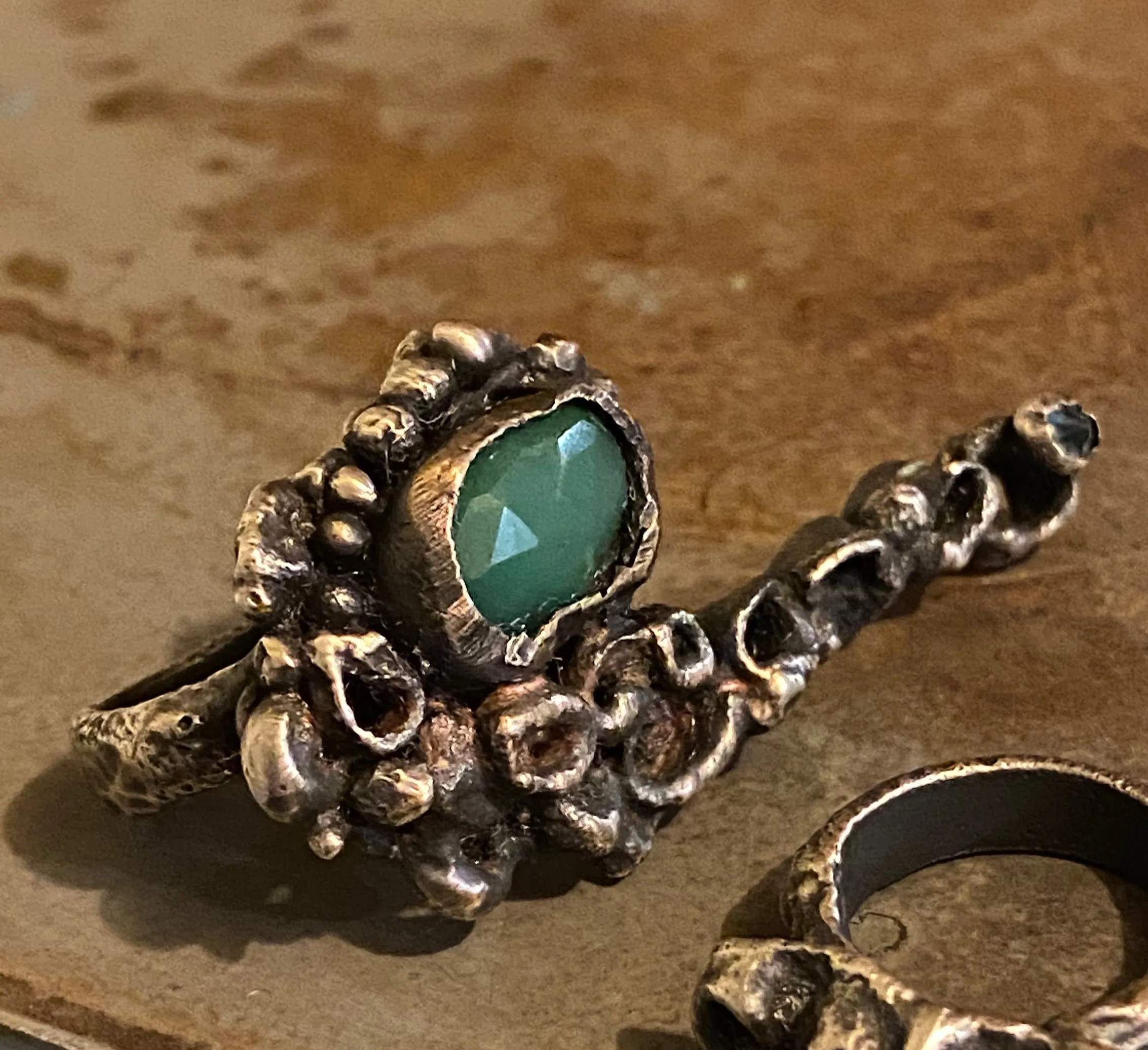 Wasp Nest with Chrysoprase and Blue Topaz