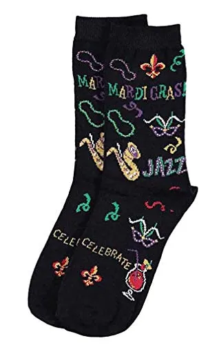 Y- Mardi Gras New Orleans Womens Anklet Novelty Socks