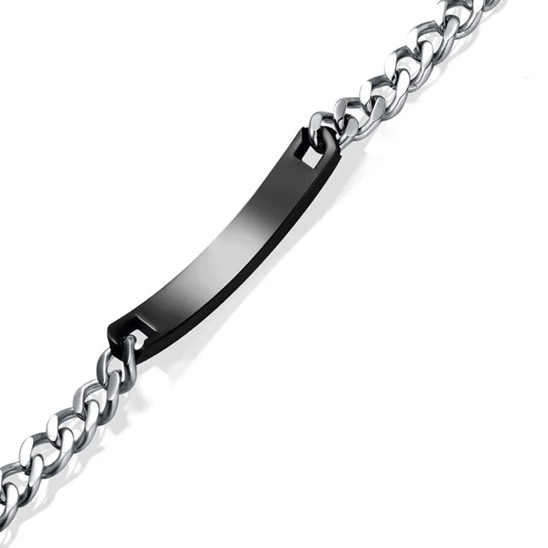 Yellow Chimes Bracelet for Men Stainless Steel Silver Chain Black Tag with Crystal Unisex Bracelet for Men and Women