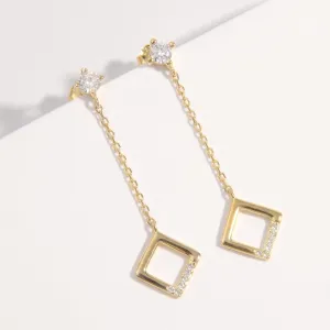 Zircon Earrings 925 Sterling Silver Inlaid Chain Pendant Jewelry